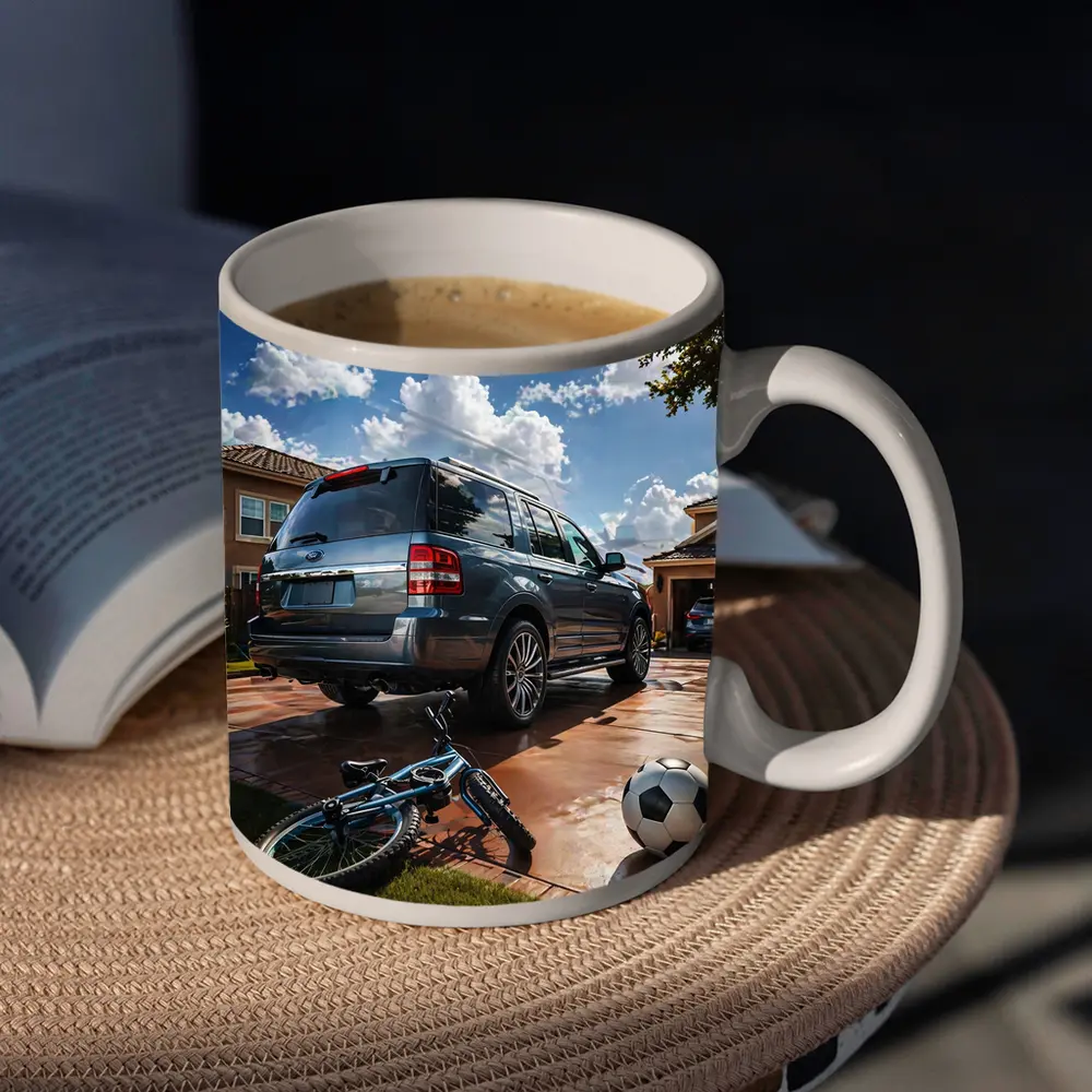 Ford Expedition SUV Suburban Driveway Scene – Mugs