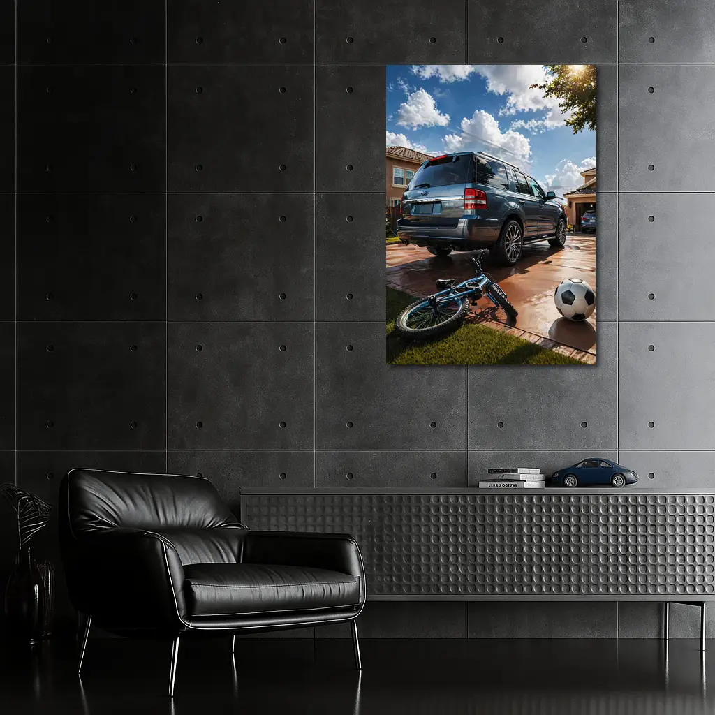 Ford Expedition SUV Suburban Driveway Scene – Wall Art