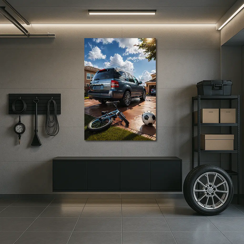 Ford Expedition SUV Suburban Driveway Scene – Wall Art