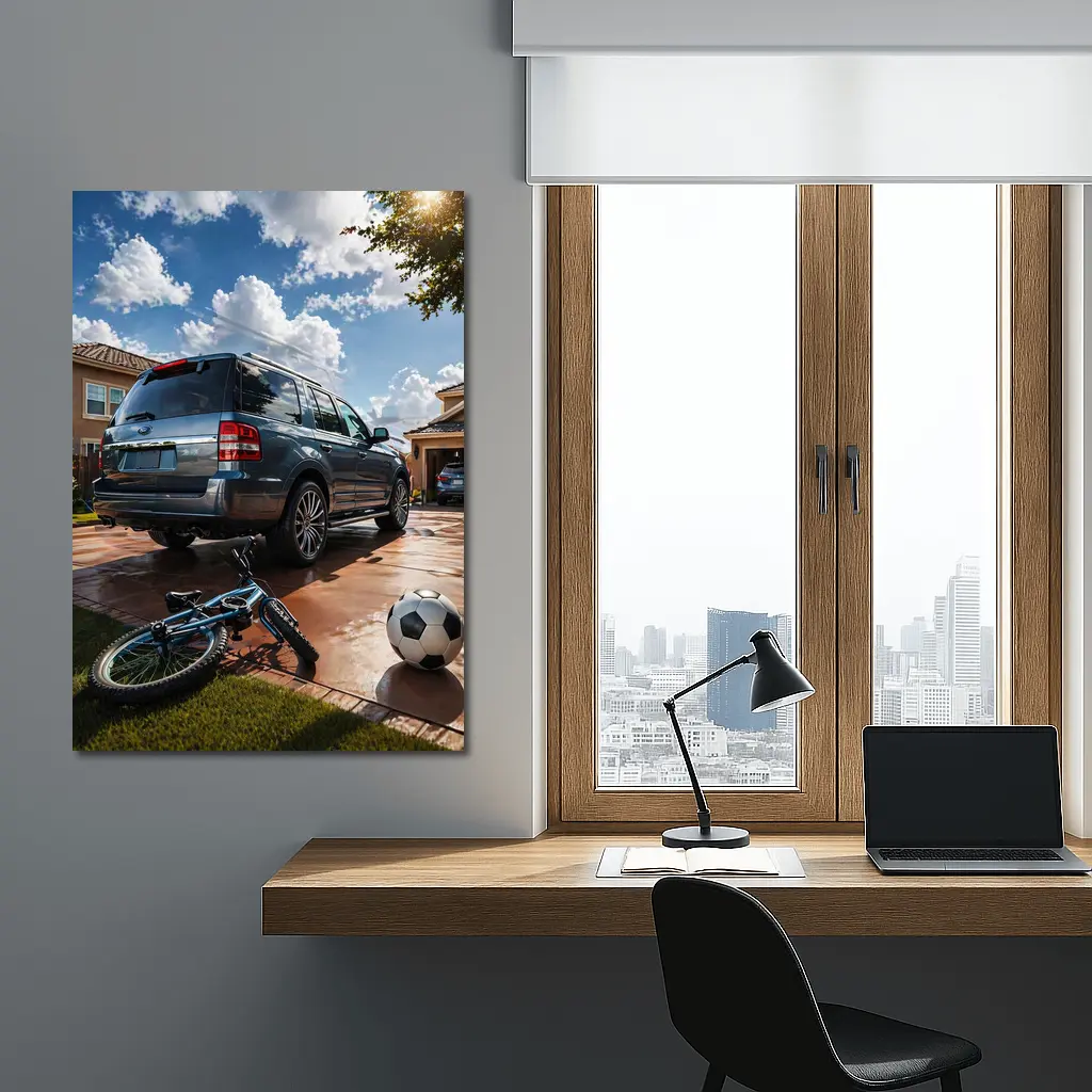 Ford Expedition SUV Suburban Driveway Scene – Wall Art