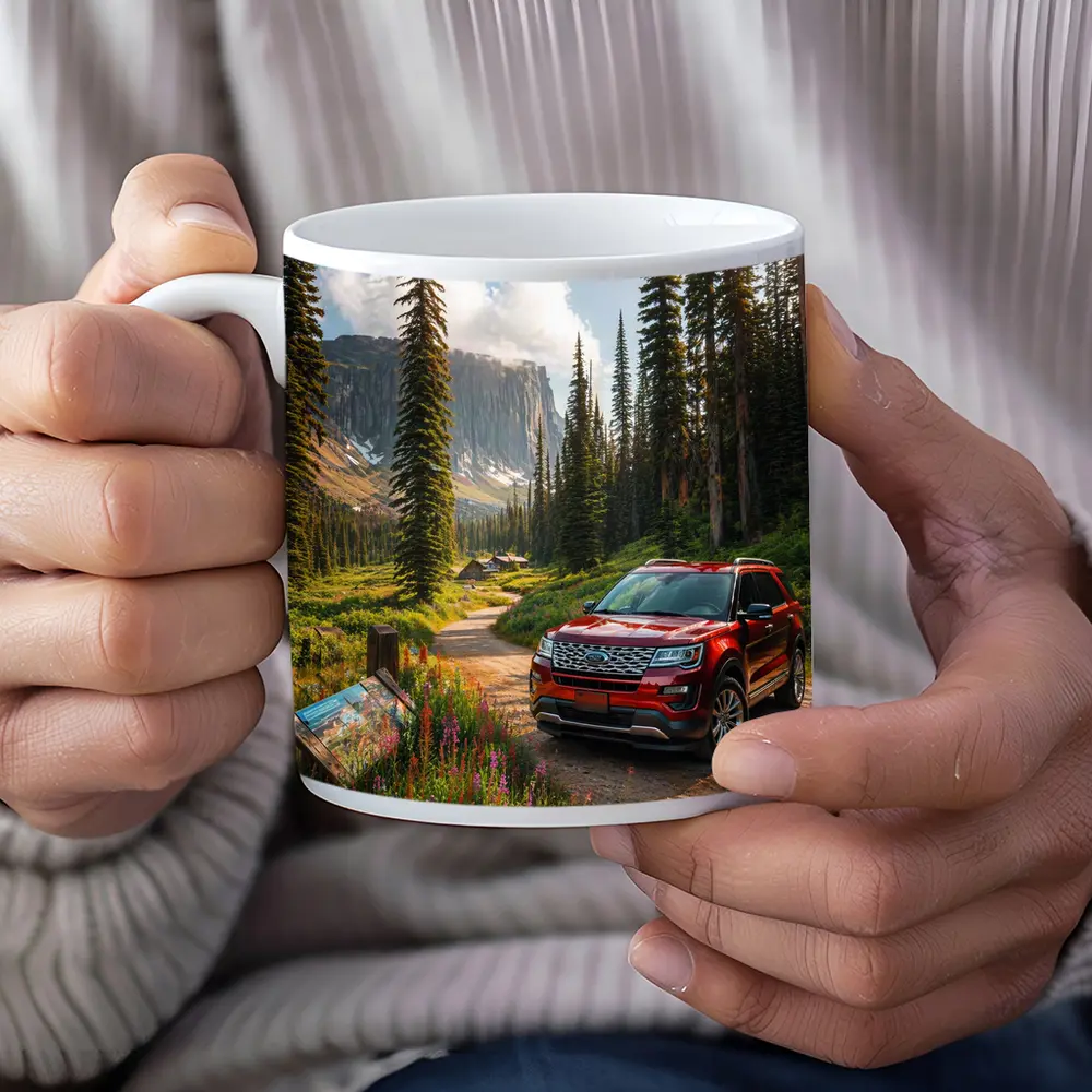 Ford Explorer Red SUV Mountain Forest Trail – Mugs