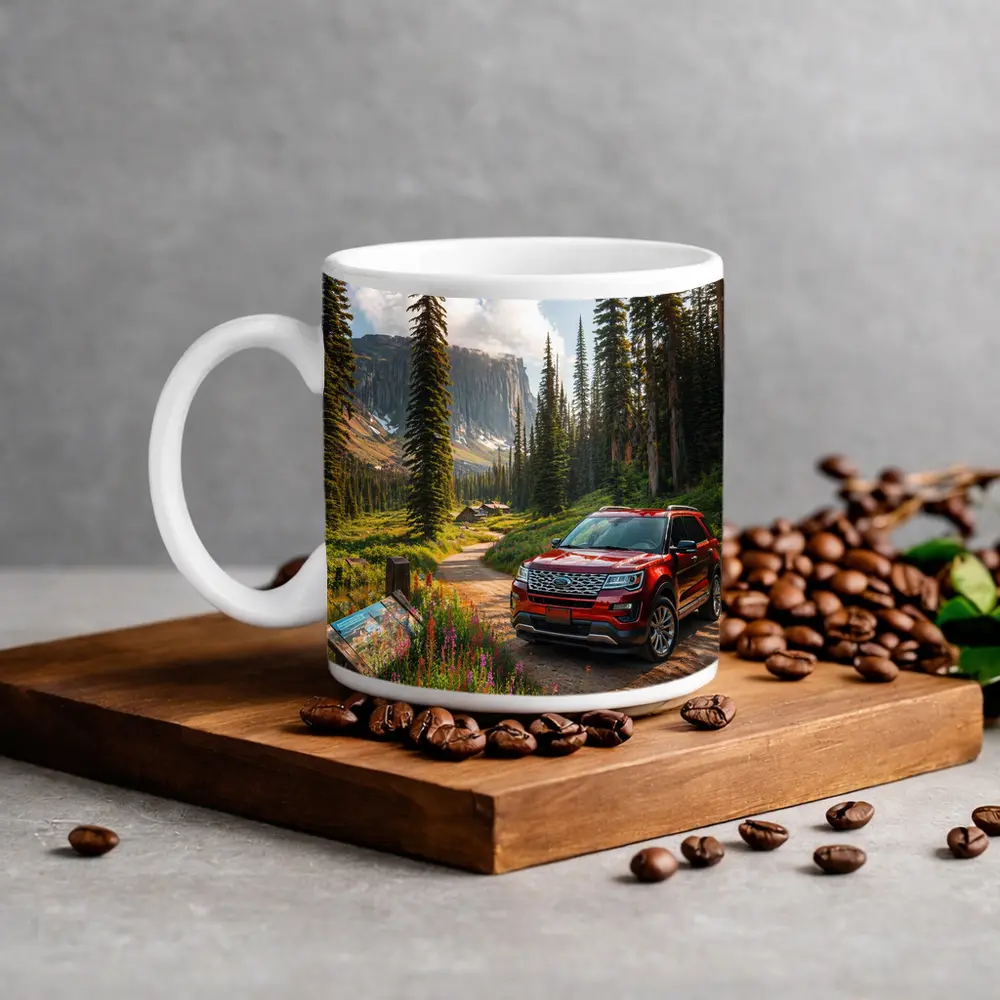 Ford Explorer Red SUV Mountain Forest Trail – Mugs