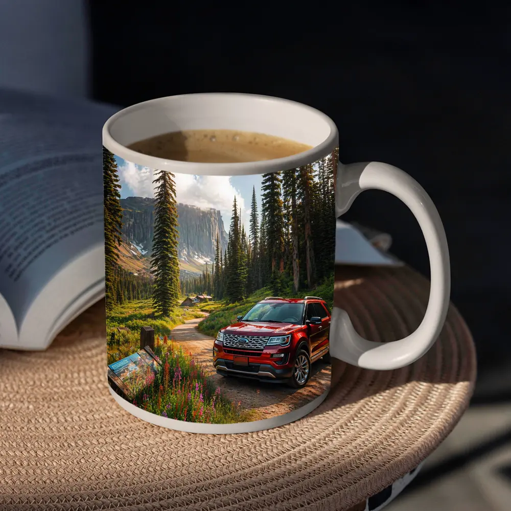 Ford Explorer Red SUV Mountain Forest Trail – Mugs