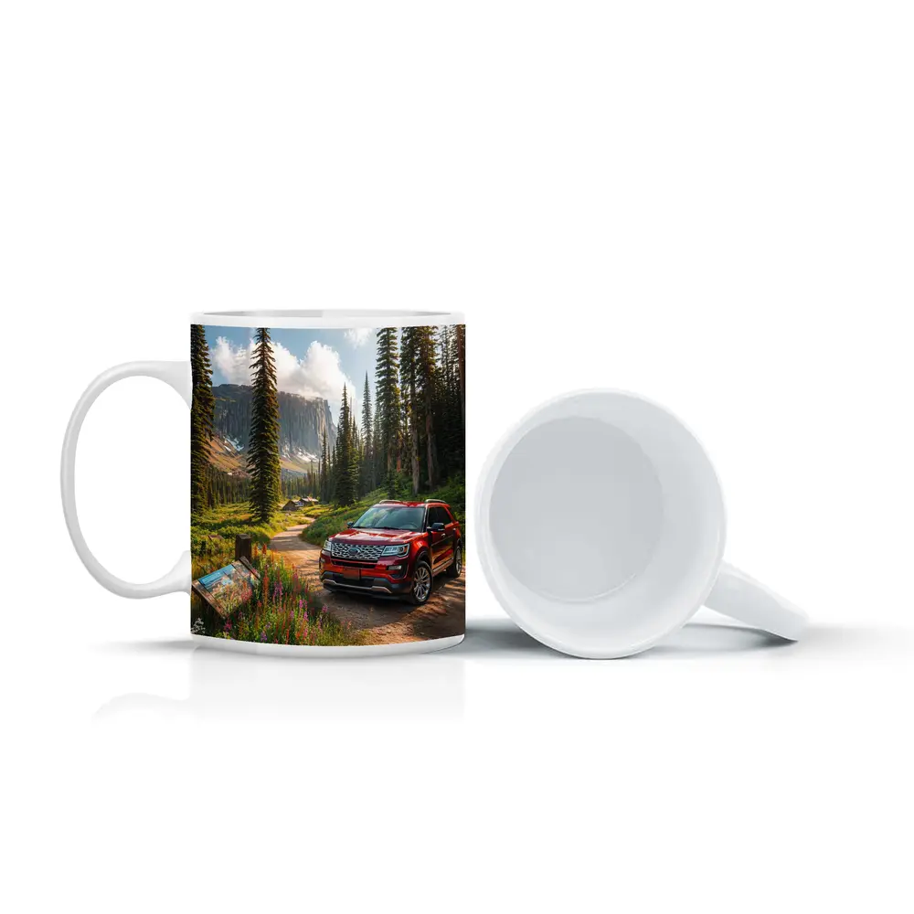 Ford Explorer Red SUV Mountain Forest Trail – Mugs