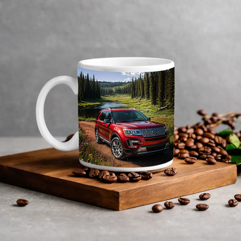 Ford Explorer Red SUV Forest Trail – Mugs