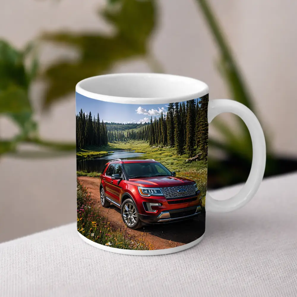 Ford Explorer Red SUV Forest Trail – Mugs