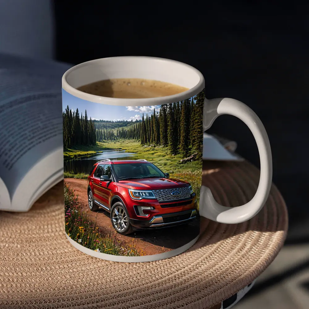 Ford Explorer Red SUV Forest Trail – Mugs
