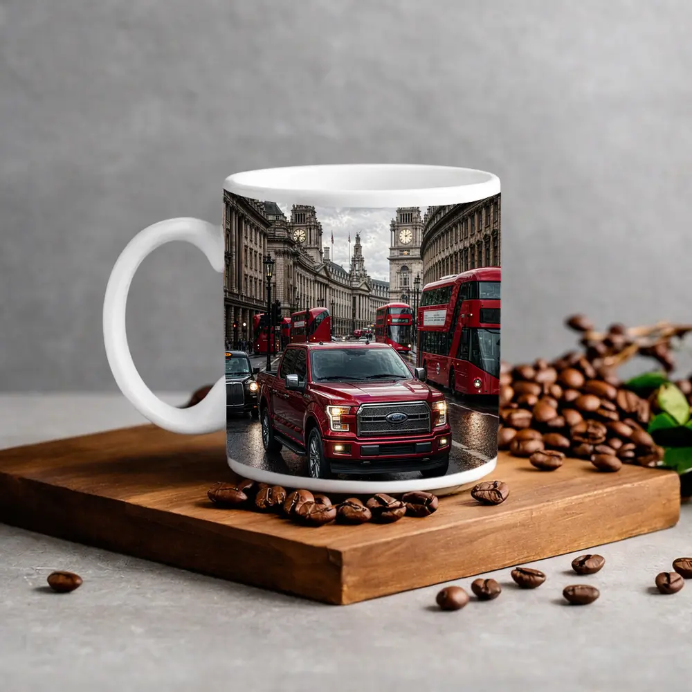 Ford F-150 Red Truck London Street – Mugs