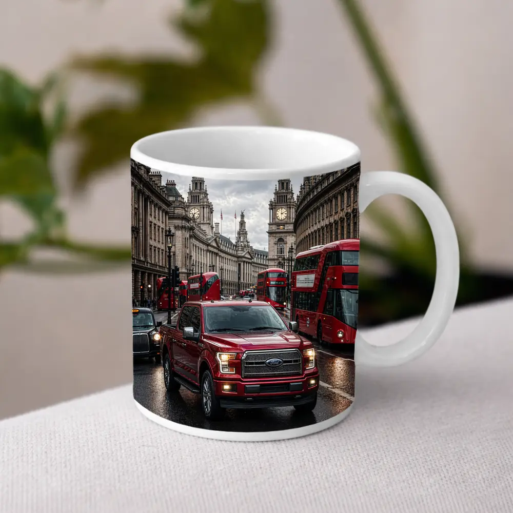 Ford F-150 Red Truck London Street – Mugs