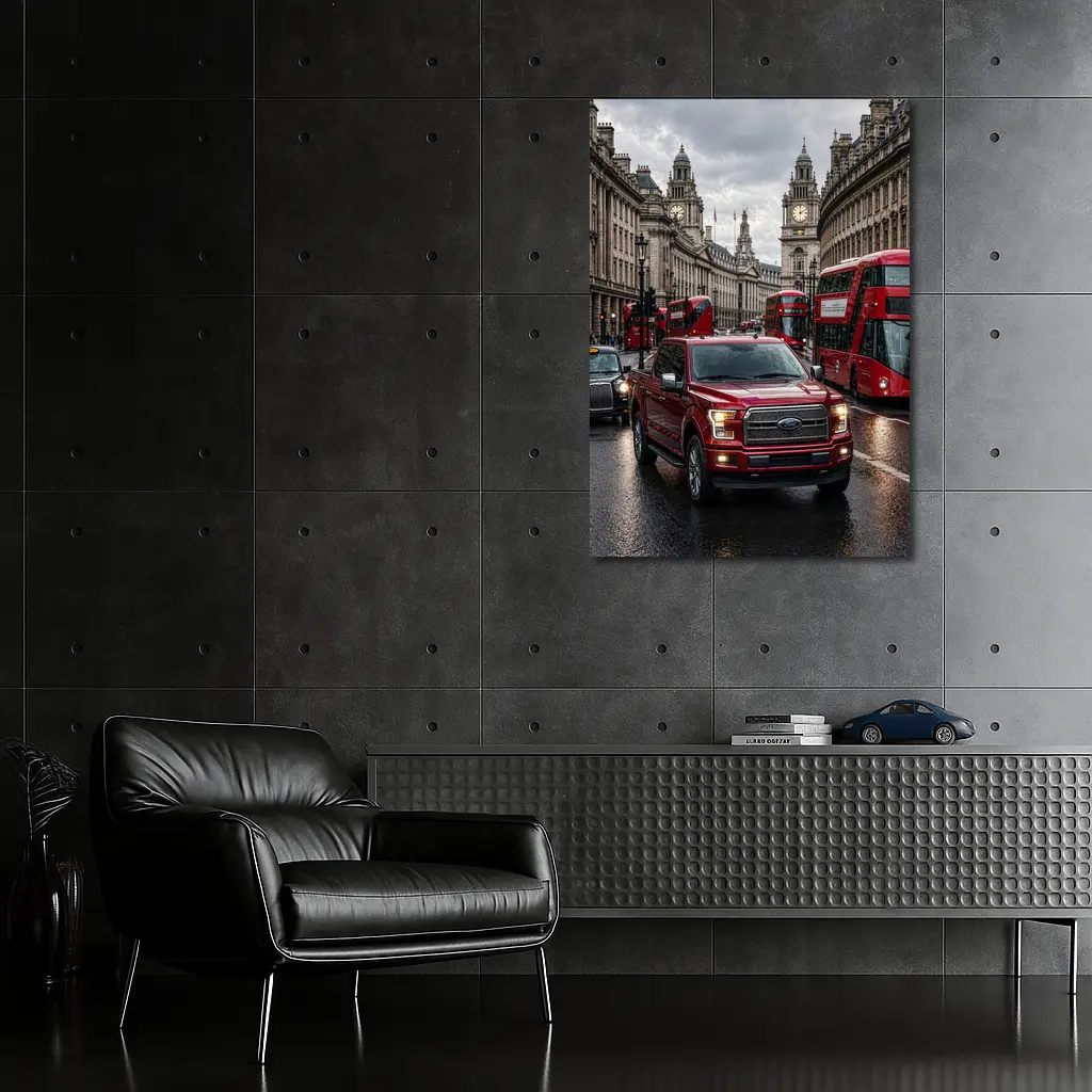 Ford F-150 Red Truck London Street – Wall Art
