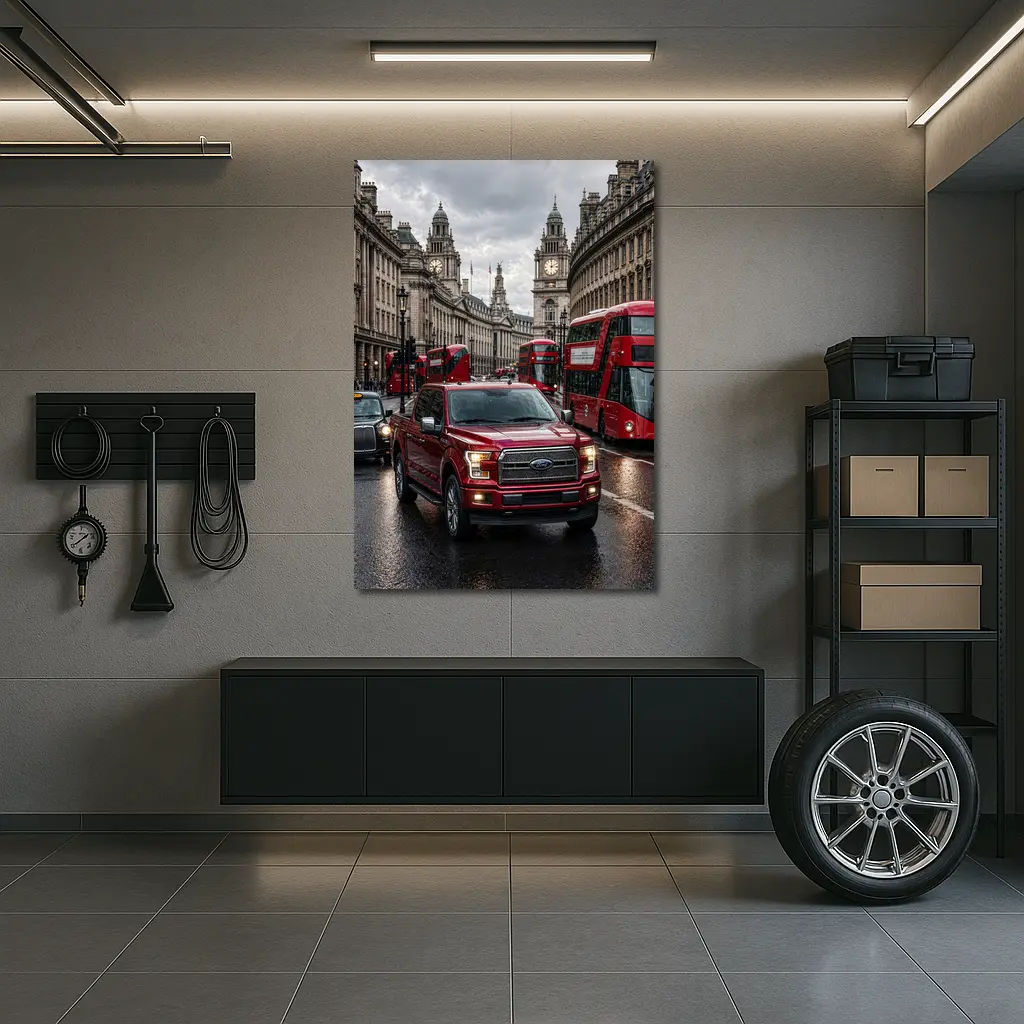 Ford F-150 Red Truck London Street – Wall Art