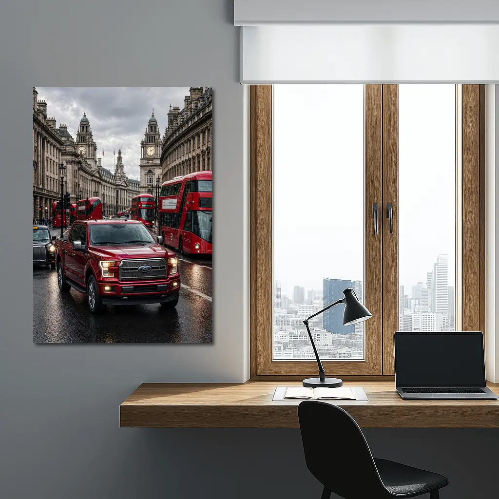 Ford F-150 Red Truck London Street – Wall Art