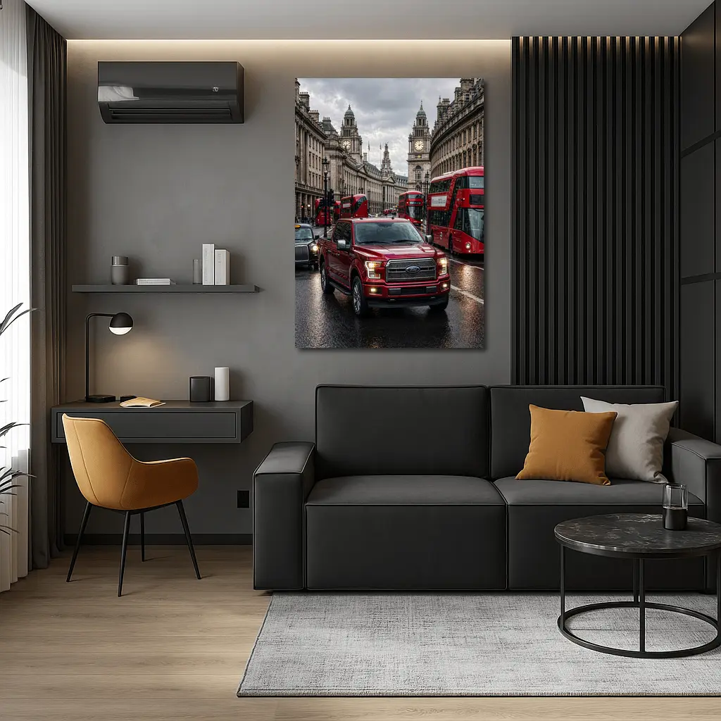 Ford F-150 Red Truck London Street – Wall Art