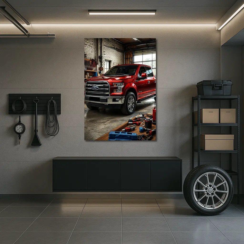Ford F-150 Red Truck Garage Workshop – Wall Art