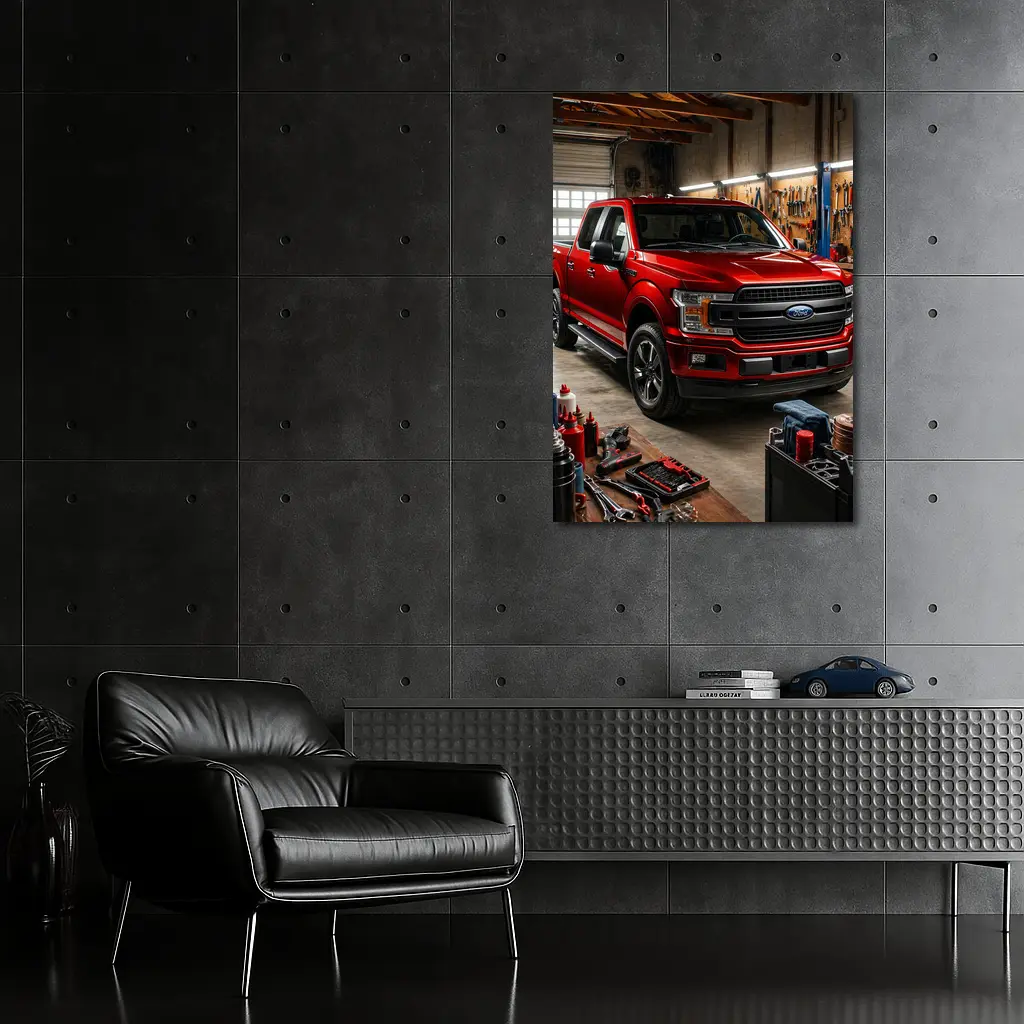 Ford F-150 Red Truck Garage Workshop – Wall Art