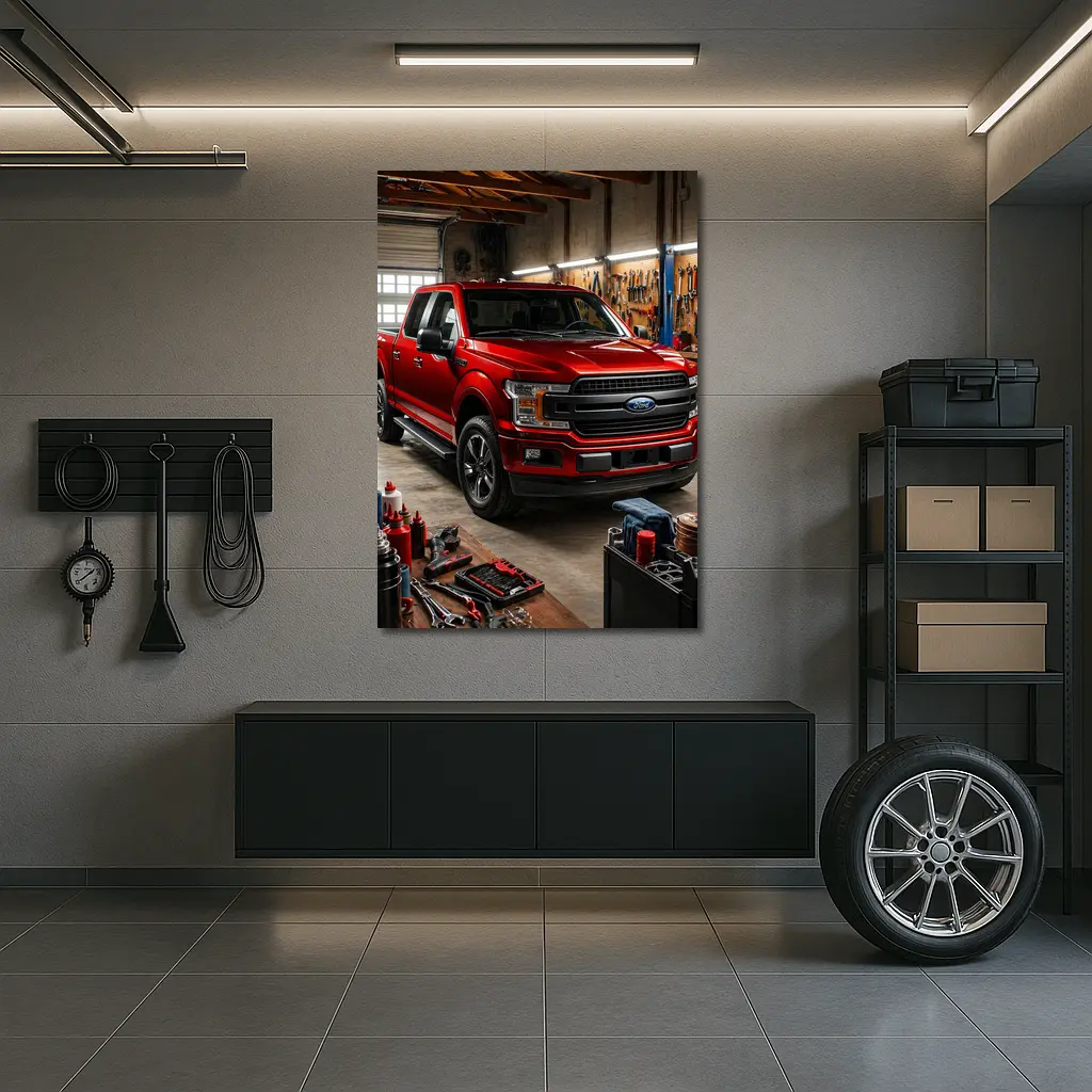 Ford F-150 Red Truck Garage Workshop – Wall Art