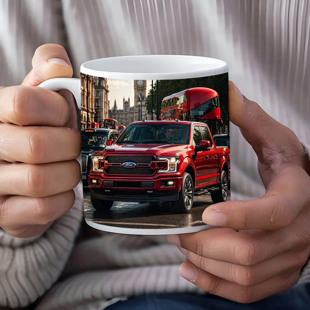 Ford F Series Red Truck London Street – Mugs