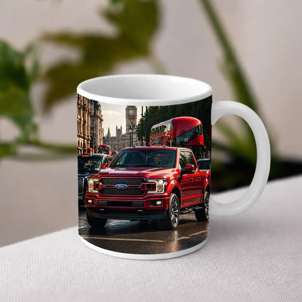 Ford F Series Red Truck London Street – Mugs