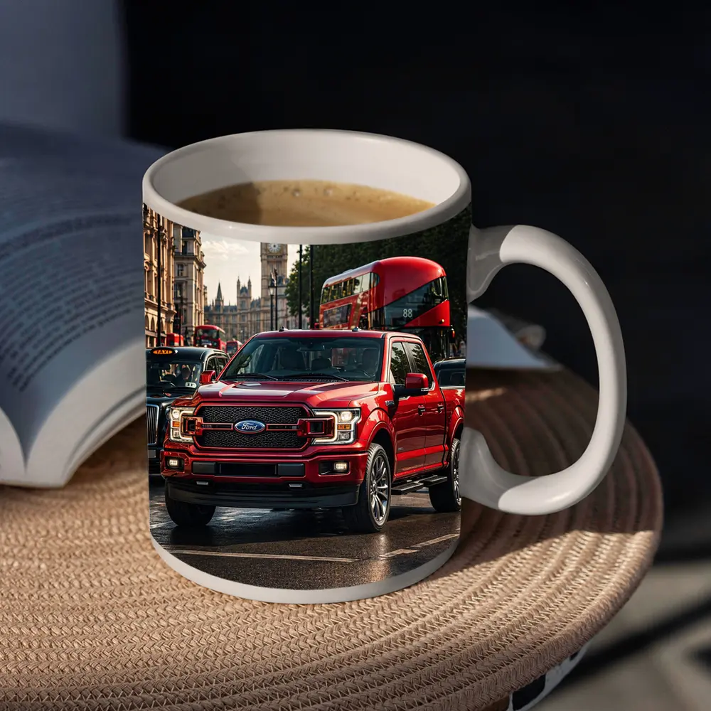 Ford F Series Red Truck London Street – Mugs