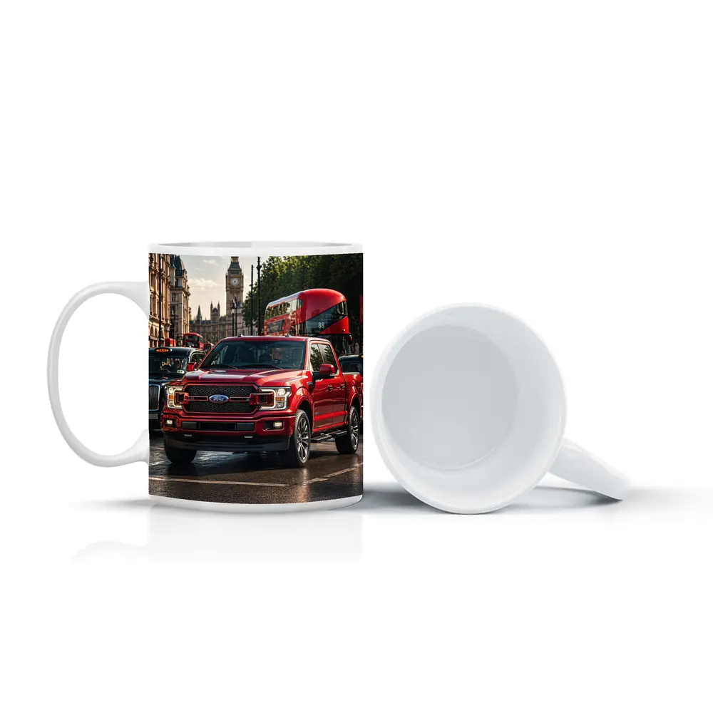 Ford F Series Red Truck London Street – Mugs