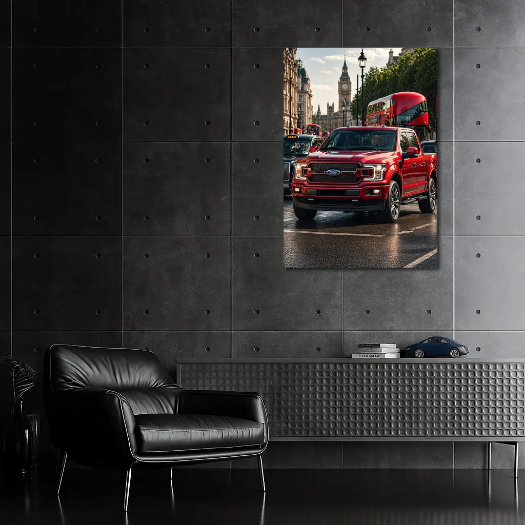 Ford F Series Red Truck London Street – Wall Art