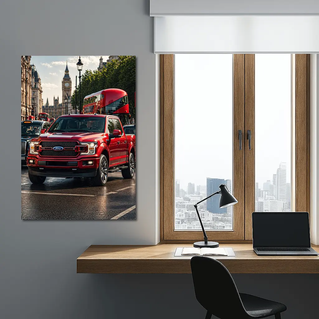 Ford F Series Red Truck London Street – Wall Art