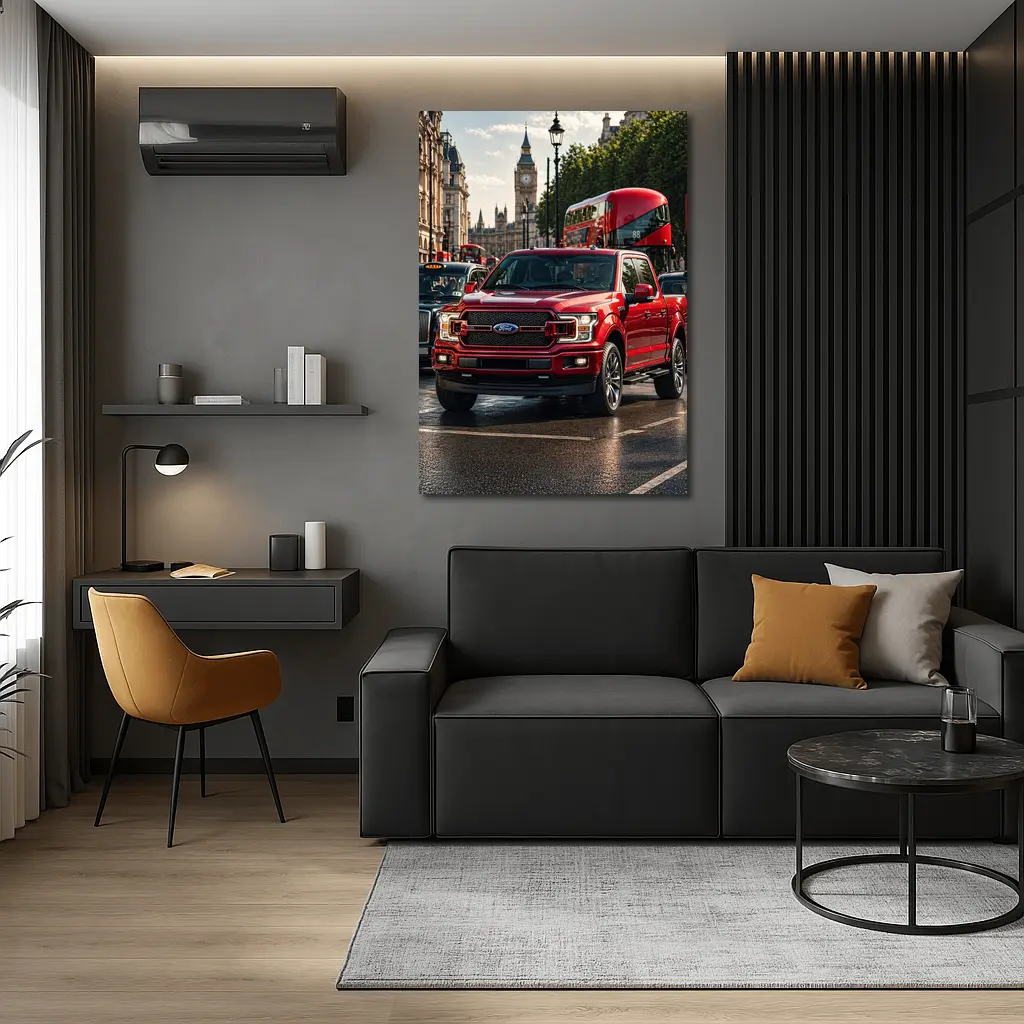 Ford F Series Red Truck London Street – Wall Art