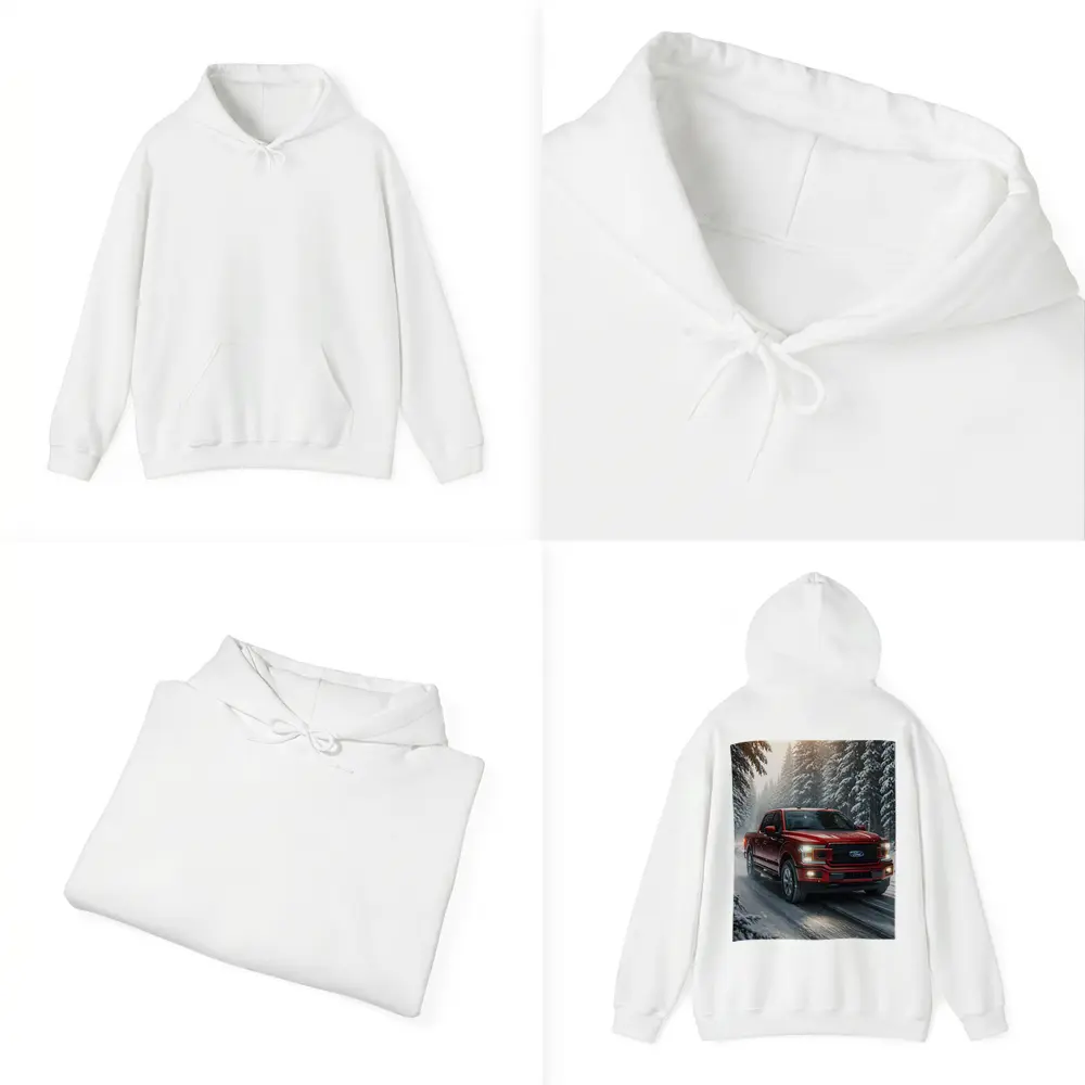 Ford F Series Truck Driving Snowy Forest – Hoodies