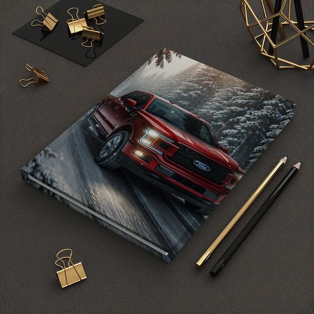 Ford F Series Truck Driving Snowy Forest – Notebooks