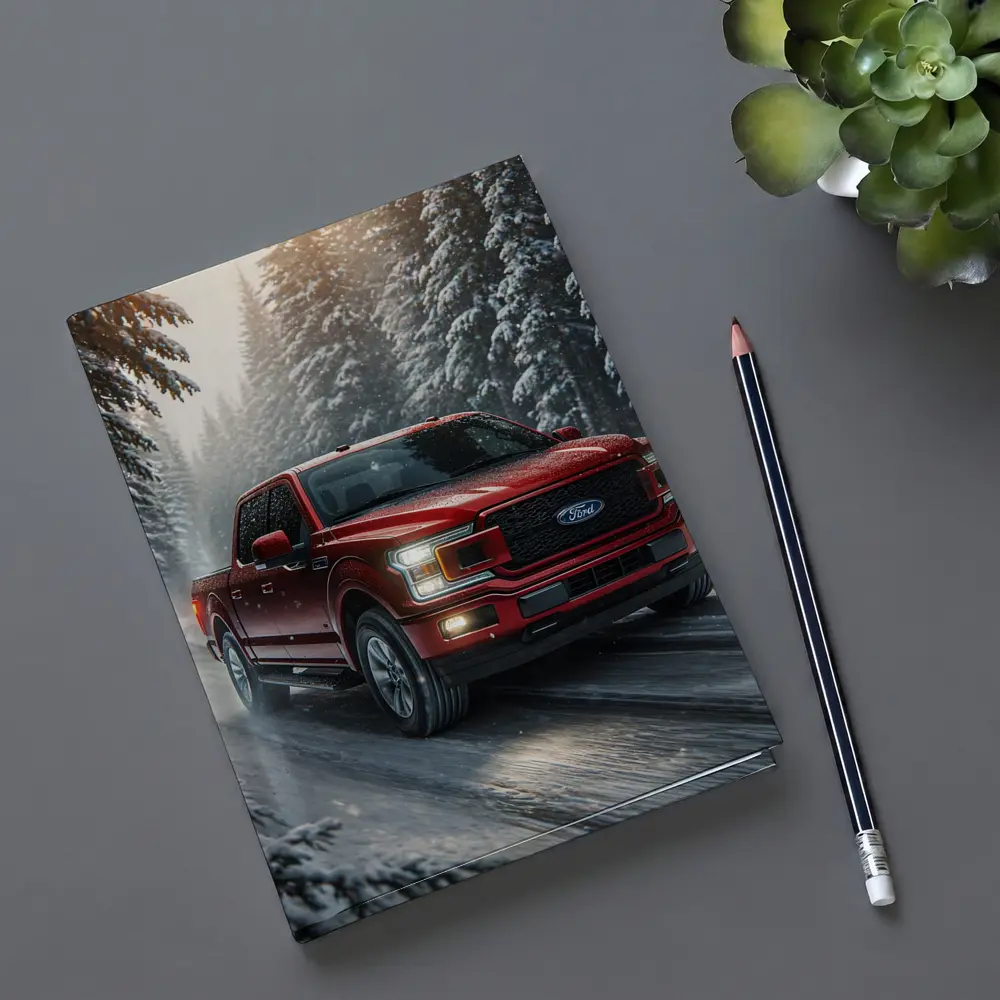 Ford F Series Truck Driving Snowy Forest – Notebooks