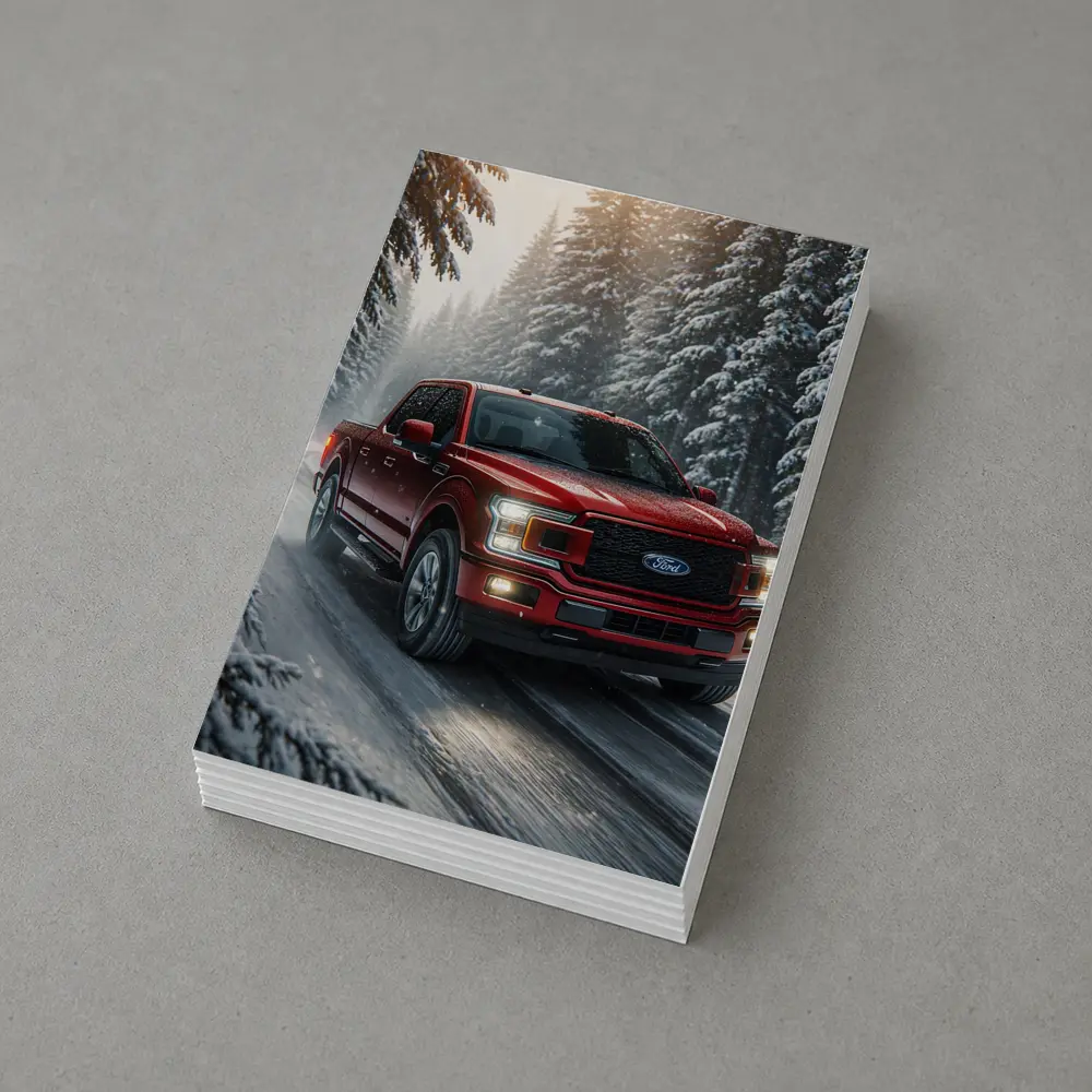 Ford F Series Truck Driving Snowy Forest – Postcards
