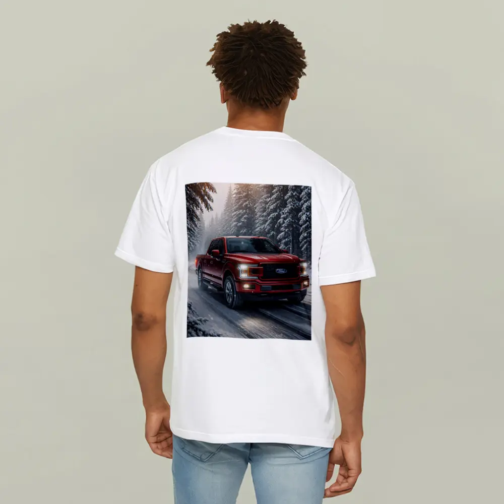 Ford F Series Truck Driving Snowy Forest – T-Shirts