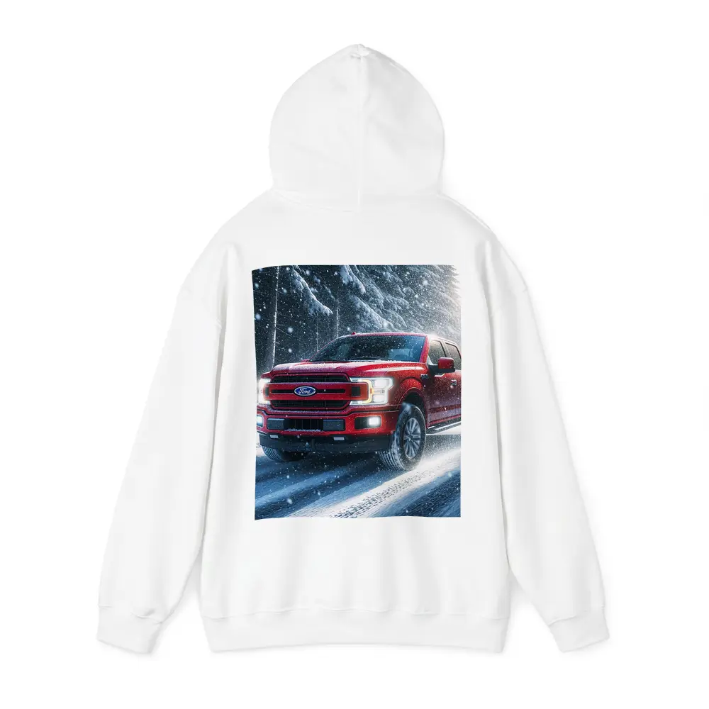 Ford F Series Red Truck Snowy Forest – Hoodies