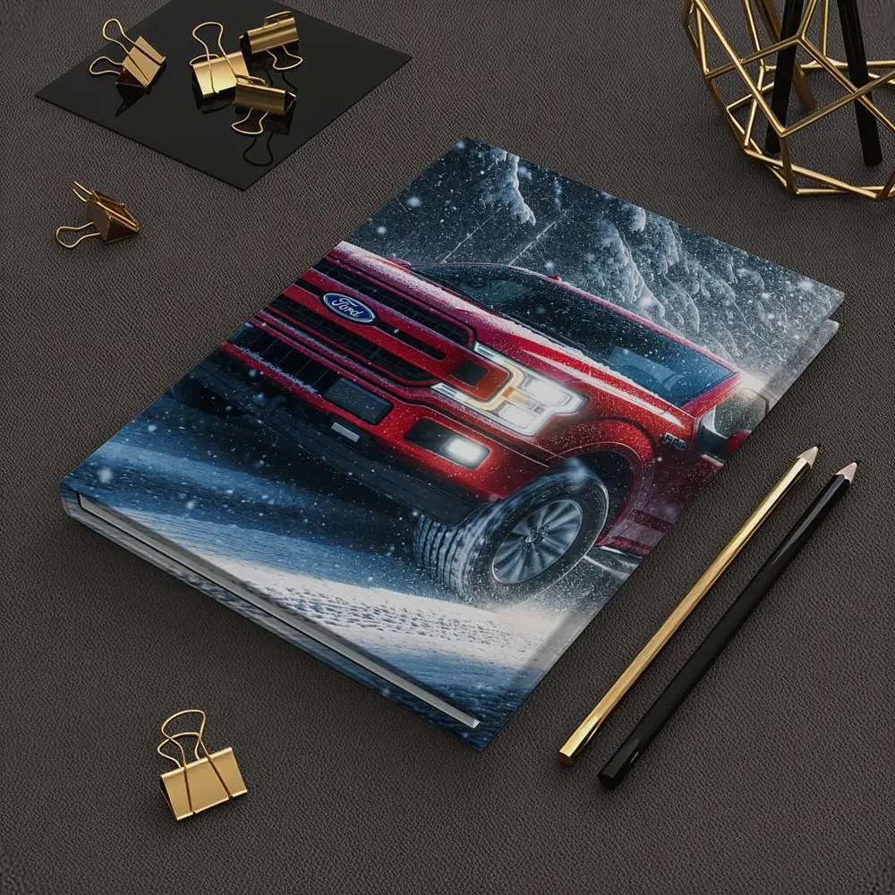 Ford F Series Red Truck Snowy Forest – Notebooks