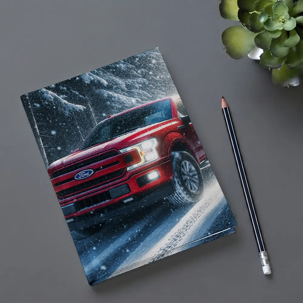 Ford F Series Red Truck Snowy Forest – Notebooks