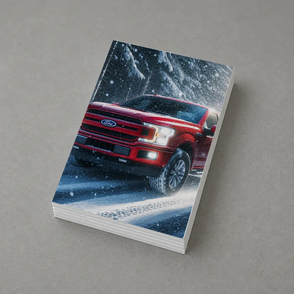 Ford F Series Red Truck Snowy Forest – Postcards