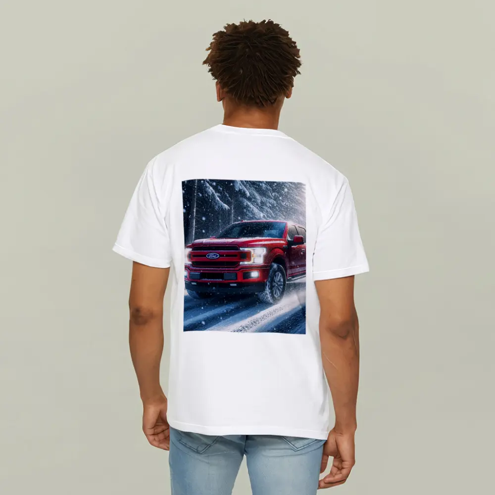 Ford F Series Red Truck Snowy Forest – T-Shirts