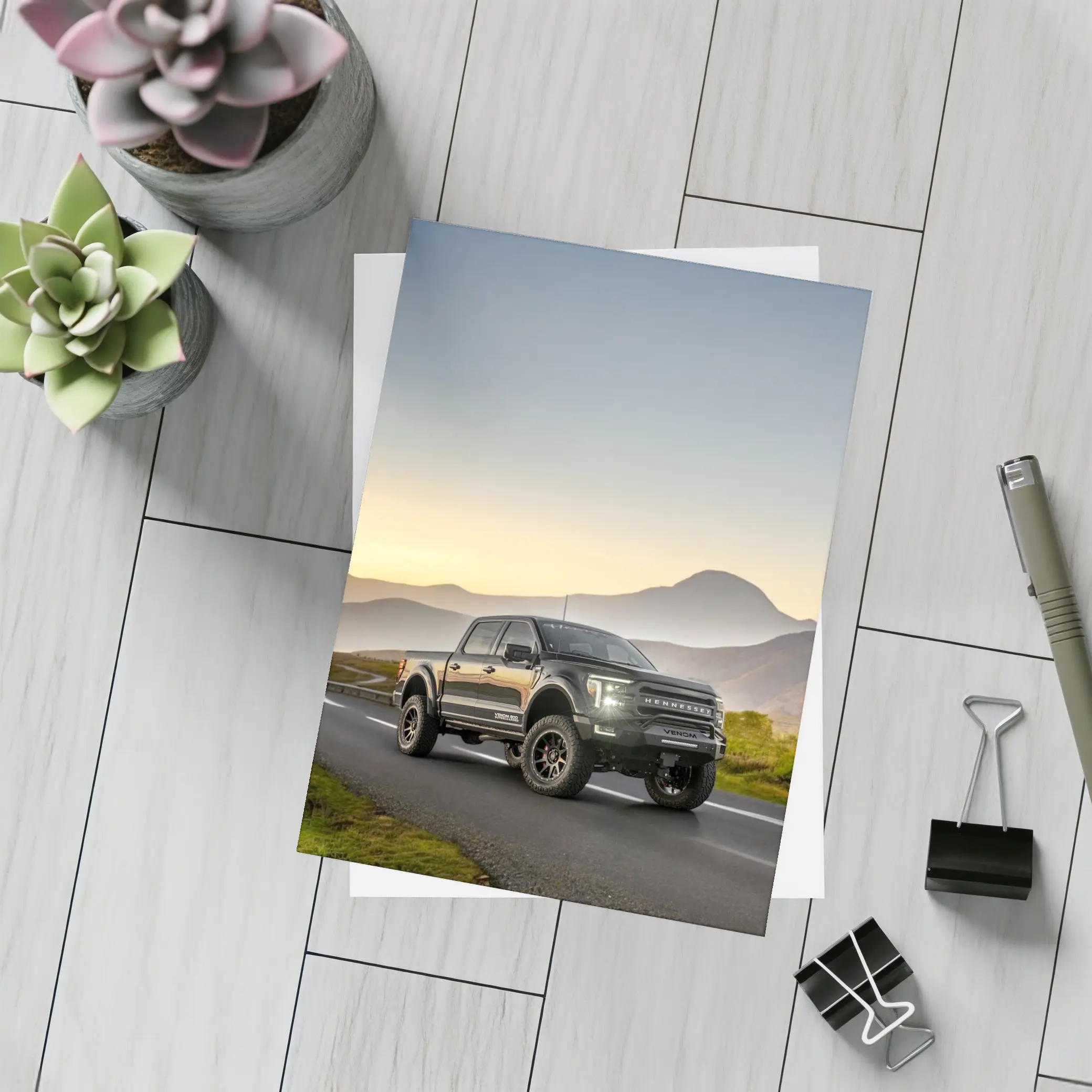 Hennessey Ford F-Series Truck Mountain Sunset Road – Postcards