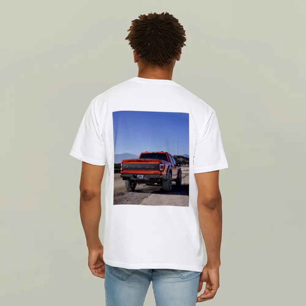 Ford Raptor Orange Truck Gravel Mountain Background – T-Shirts
