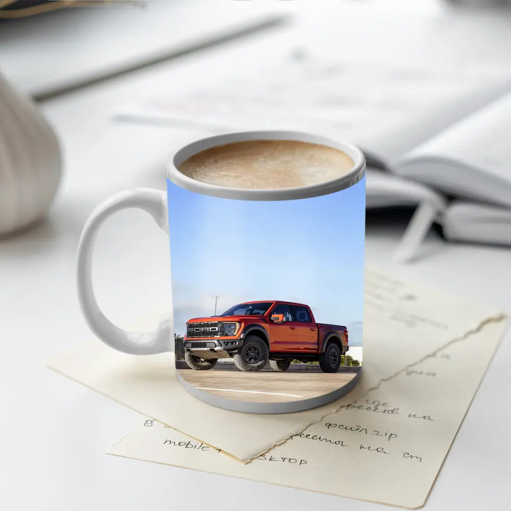 Ford F-Series Raptor Red Truck Parking Lot – Mugs