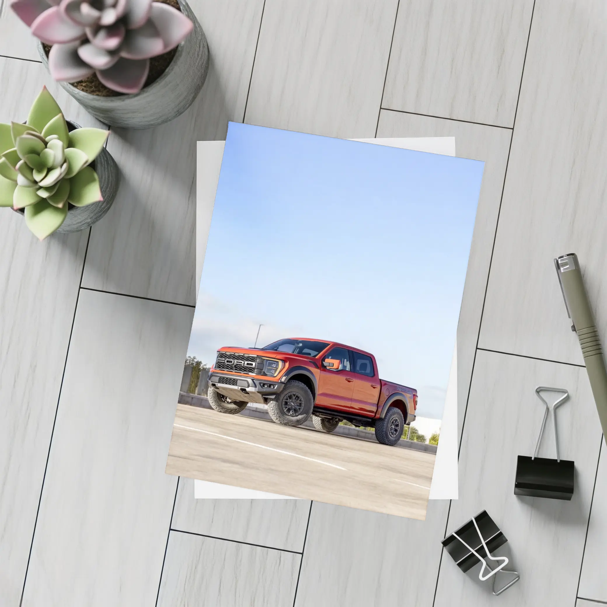 Ford F-Series Raptor Red Truck Parking Lot – Postcards