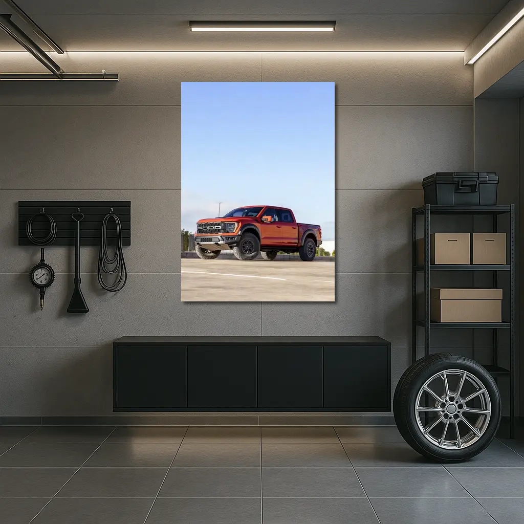 Ford F-Series Raptor Red Truck Parking Lot – Wall Art