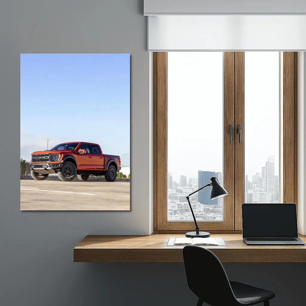 Ford F-Series Raptor Red Truck Parking Lot – Wall Art