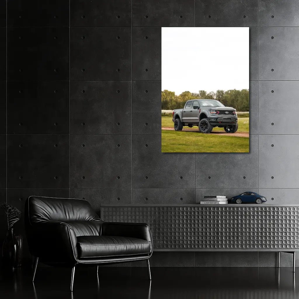 Ford F-Series Truck Lifted Gray Grassy Trail – Wall Art