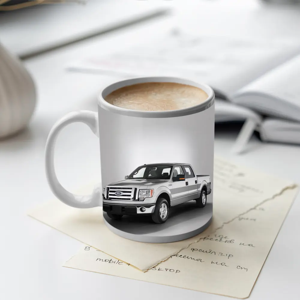 Ford F-Series Truck on Gray Background – Mugs