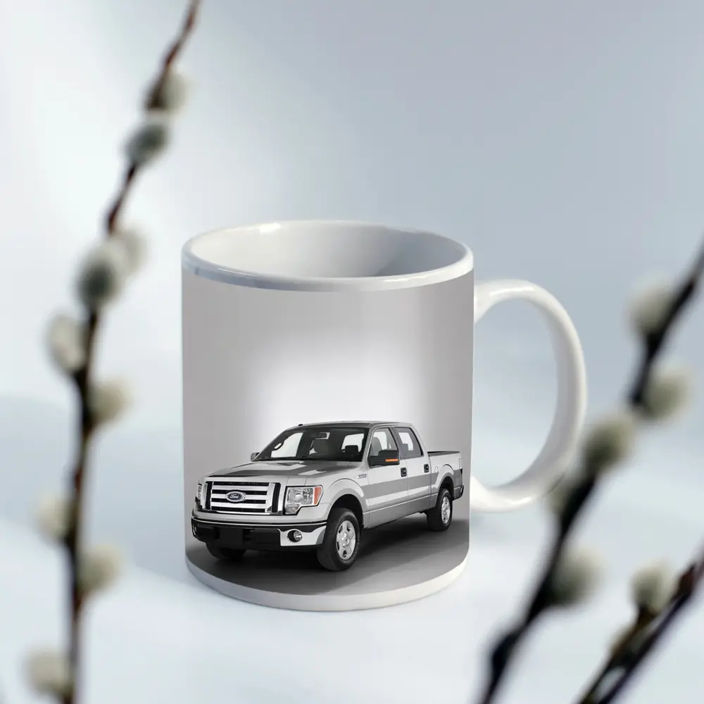 Ford F-Series Truck on Gray Background – Mugs