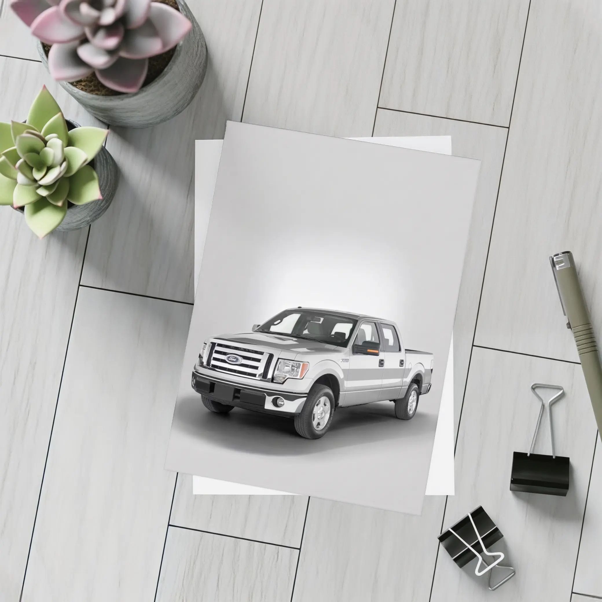 Ford F-Series Truck on Gray Background – Postcards