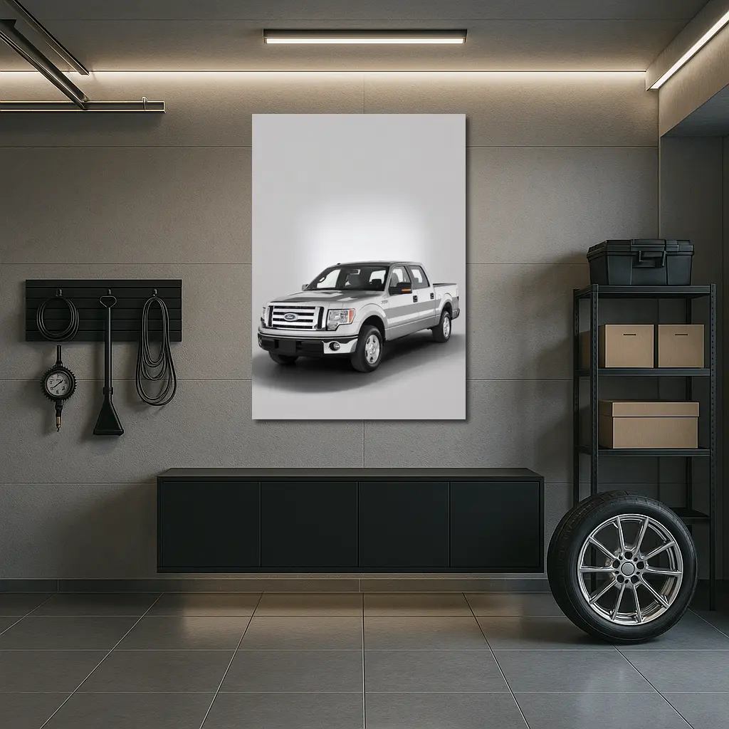 Ford F-Series Truck on Gray Background – Wall Art