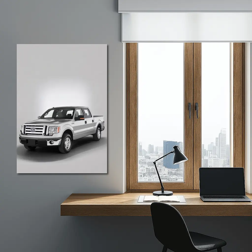 Ford F-Series Truck on Gray Background – Wall Art