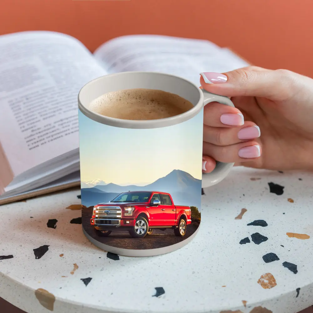 Ford F-Series Red Truck Mountain Backdrop – Mugs